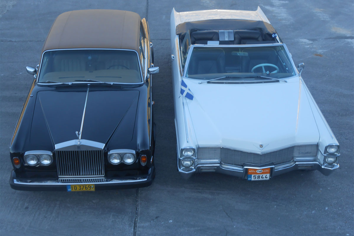 Transportation with an antique car at Sifnos