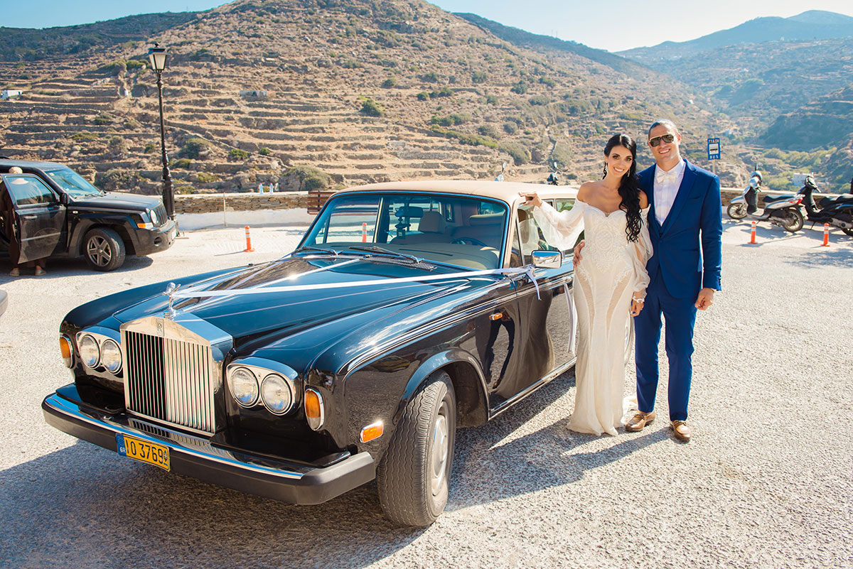 Transportation with an antique car at Sifnos