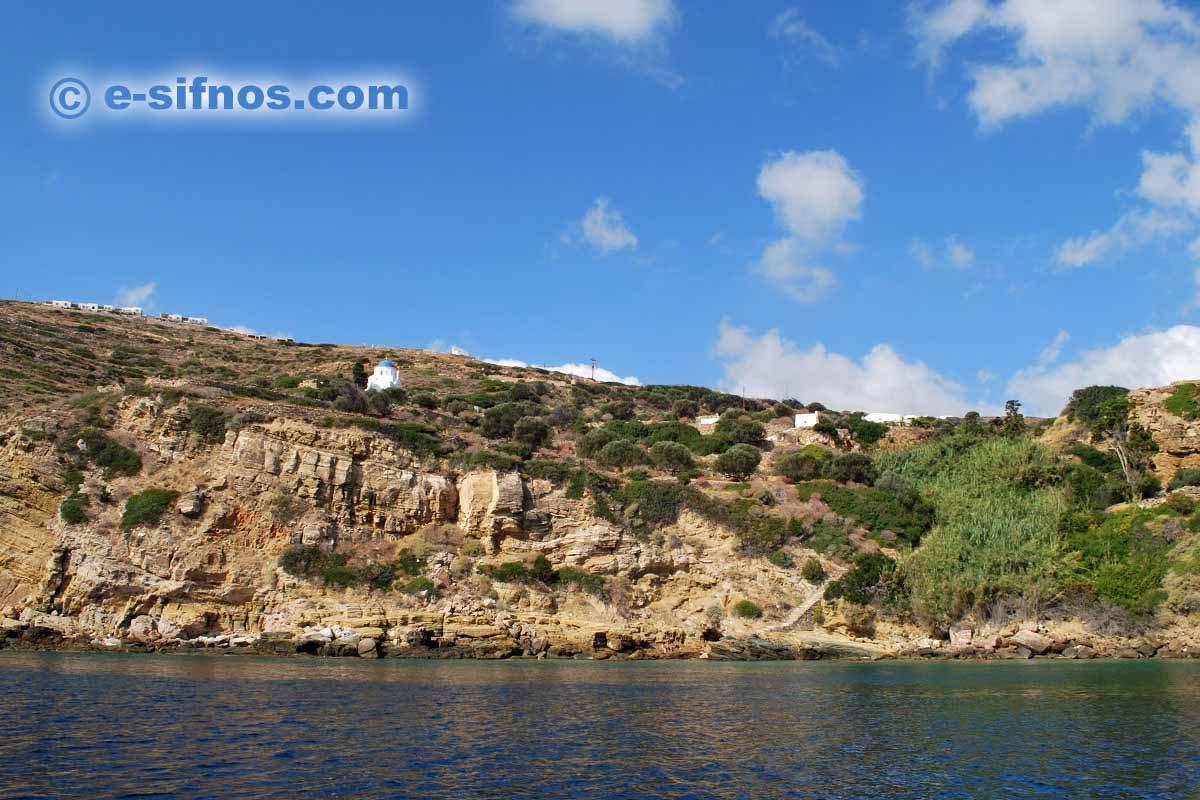 The coast of Poulati on the east part of Sifnos