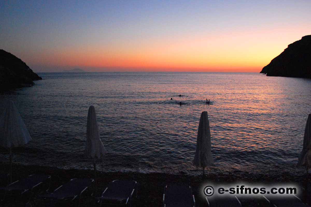 Sunset at the beach Vroulidia in Sifnos